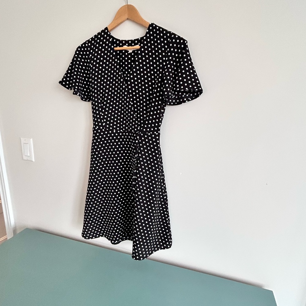 Monteau Black and White Polka Dot Mini Dress - Picture 5 of 11